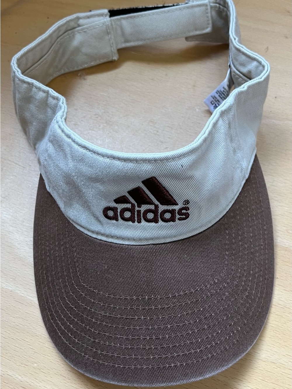 Adidas Two-Tone Visor in Cream and Brown Vintage Pre-Y2K Adjustable NWT